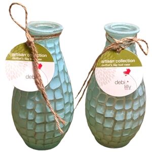 Debi Lily Artisan Collection Textured Light Blue Mother's Day Glass Bud Vases